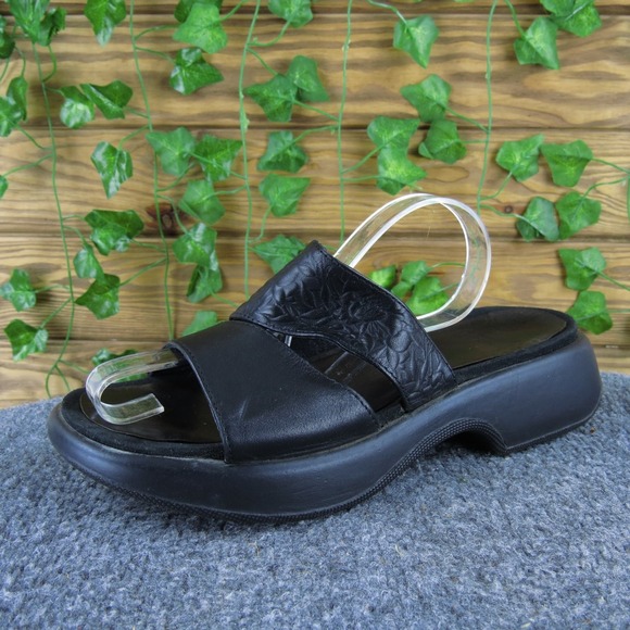 Dansko Women's Black Leather Platform Slide Sandals Size 38 EU - Picture 1 of 7
